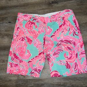 Lilly Pulitzer Chipper Short Poolside Blue Love Birds Sz 12 - GREAT CONDITION